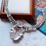 Statement Pendant Necklace Rhinestone Glass Jewelry