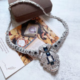 Statement Pendant Necklace Rhinestone Glass Jewelry