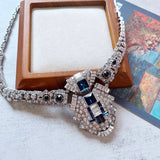 Statement Pendant Necklace Rhinestone Glass Jewelry