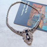 Statement Pendant Necklace Rhinestone Glass Jewelry