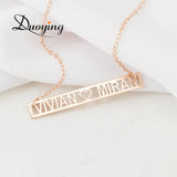 Customized Couple Names Necklaces Roman Numeral Date Greek Letters Bar Necklace