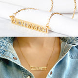 Customized Couple Names Necklaces Roman Numeral Date Greek Letters Bar Necklace