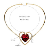 Romantic Heart Rhinestone Necklace Metal Torque Collar Jewelry
