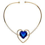 Romantic Heart Rhinestone Necklace Metal Torque Collar Jewelry