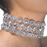 Statement Silver Crystal Stone Choker Necklace for Women