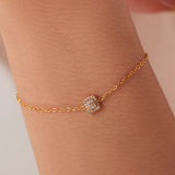 Stainless Steel Chain Bracelet with Cubic Zirconia - Golden
