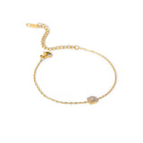 Stainless Steel Chain Bracelet with Cubic Zirconia - Golden