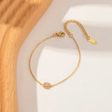 Stainless Steel Chain Bracelet with Cubic Zirconia - Golden