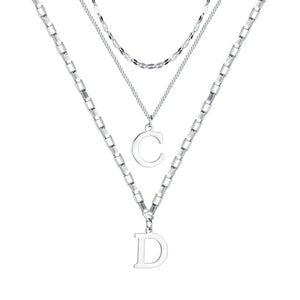 Stainless Steel Letter C D Pendants Necklaces Layered Chains Choker Jewelry