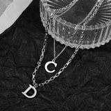 Stainless Steel Letter C D Pendants Necklaces Layered Chains Choker Jewelry