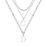 Stainless Steel Letter C D Pendants Necklaces Layered Chains Choker Jewelry
