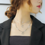 Stainless Steel Letter C D Pendants Necklaces Layered Chains Choker Jewelry