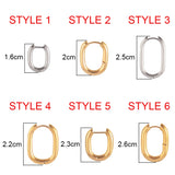 Stainless Steel Oval Hoop Chunky Square Earrings