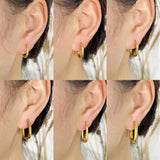 Stainless Steel Oval Hoop Chunky Square Earrings