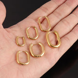 Stainless Steel Oval Hoop Chunky Square Earrings