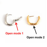 Stainless Steel Oval Hoop Chunky Square Earrings