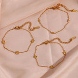 Stainless Steel Metal Flower Bracelet for Women