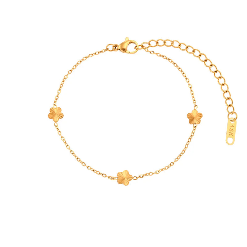 Stainless Steel Metal Flower Bracelet for Women