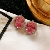 Pink AAAAA Zircon Stud Earrings 925 Sterling Silver Jewelry
