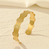 Sun Flower Stainless Steel Bangle Bracelet 18K Plated Golden Cuff