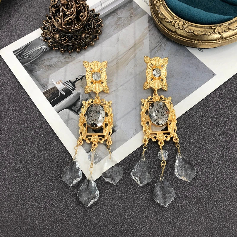 Tassel Earrings Glass Pendant Long Jewelry For Women