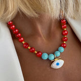 Geometric Evil Eye Pendant Necklace