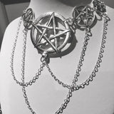 Gothic Pentacle Ankh Rosary Chain Necklace