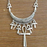 Gothic Pentacle Ankh Rosary Chain Necklace