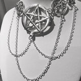 Gothic Pentacle Ankh Rosary Chain Necklace