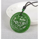 Dragon Nelace Pendant Green Jade Amulet Jewelry
