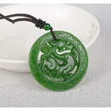 Dragon Nelace Pendant Green Jade Amulet Jewelry