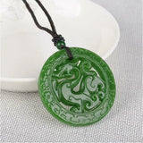 Dragon Nelace Pendant Green Jade Amulet Jewelry