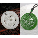 Dragon Nelace Pendant Green Jade Amulet Jewelry
