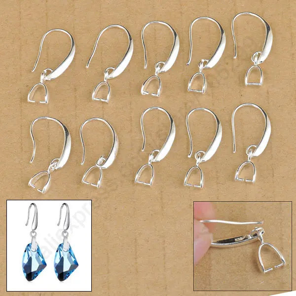 20PCS 925 Sterling Silver Earring Bail Pinch Hook Ear Wires
