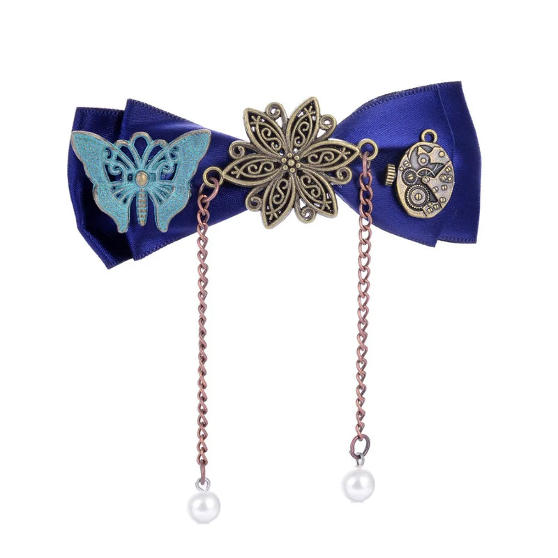 Steampunk Accessories Ribbon Bow Hair Clips