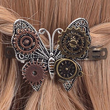 Steampunk Metal Hair Clips Gear Butterfly Decoration