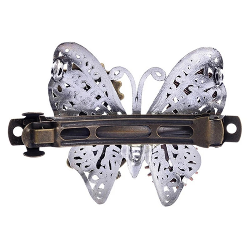 Steampunk Metal Hair Clips Gear Butterfly Decoration