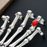 Steampunk Skeleton Hand Bracelet Femme Red Stone Skull Finger Bangles