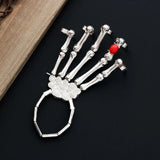 Steampunk Skeleton Hand Bracelet Femme Red Stone Skull Finger Bangles