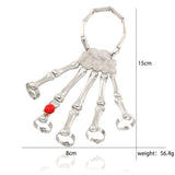 Steampunk Skeleton Hand Bracelet Femme Red Stone Skull Finger Bangles