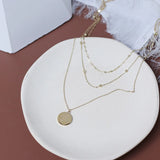 Steampunk Layered Coin Pendant Necklace Titanium Steel Plating 14K Choker