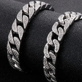 Steampunk CZ Chain Bracelet for Men Stainless Steel