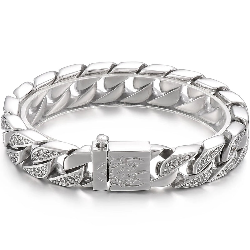 Steampunk CZ Chain Bracelet for Men Stainless Steel