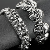 Steampunk Rock Skull Bracelet Titanium Stainless Steel Skeleton