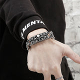 Steampunk Rock Skull Bracelet Titanium Stainless Steel Skeleton