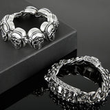 Steampunk Rock Skull Bracelet Titanium Stainless Steel Skeleton