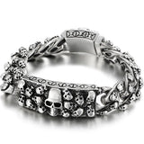 Steampunk Rock Skull Bracelet Titanium Stainless Steel Skeleton