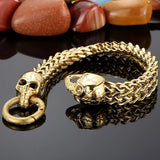 Steampunk Rock Skull Head Bracelet Stainless Steel Bikers Skeleton Jewelry Men