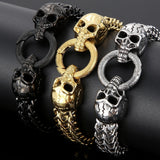 Steampunk Rock Skull Head Bracelet Stainless Steel Bikers Skeleton Jewelry Men