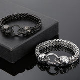 Steampunk Rock Skull Head Bracelet Stainless Steel Bikers Skeleton Jewelry Men